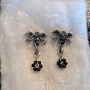 Silver and Black Marcasite Earrings